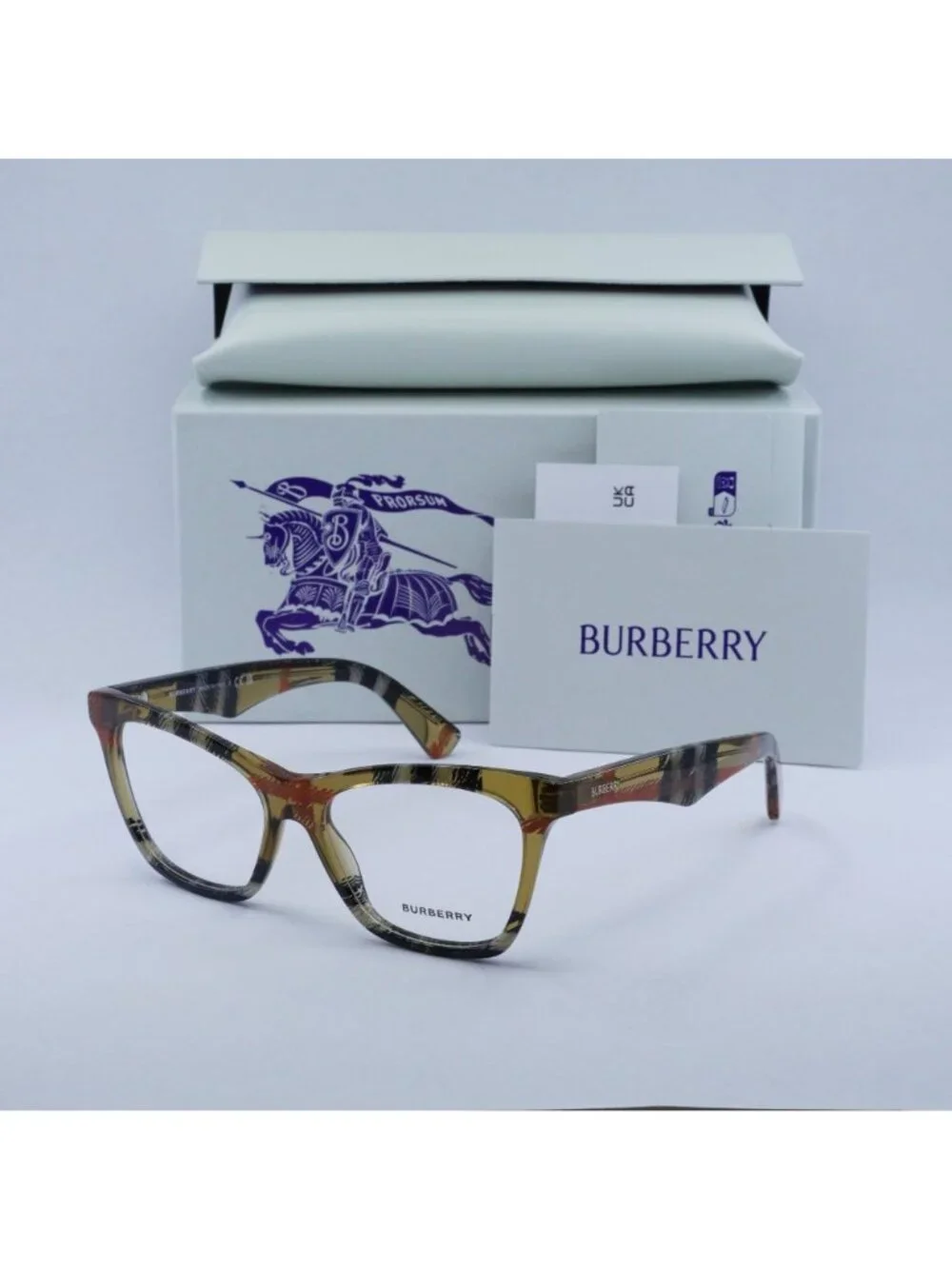 Burberry BE2416 4146 Eyeglasses Check Sand 52mm Cat Eye Frame